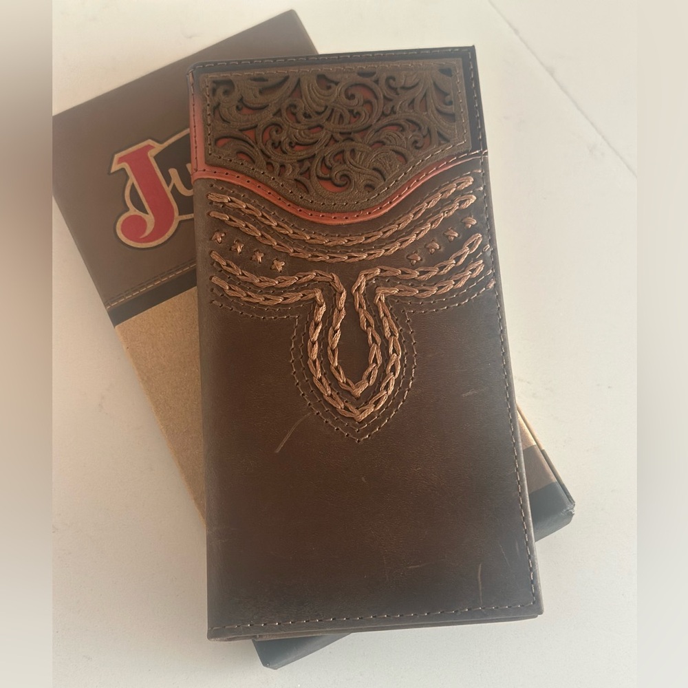 Brown Leather Wallet with Intricate Design
